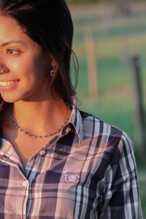 Camisa Feminina Manga Longa Xadrez