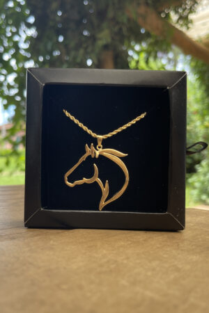 Colar Cordão Baiano 45cm Pingente Cavalo Vazado Folheado a Ouro 18k