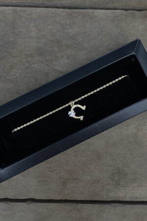 Pulseira Cordão Baiano 21cm Pingente Ferradura com Trevo Folheado a Ouro 18 K