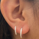 Brinco Duo de Argolinhas Cravejadas Prata 925