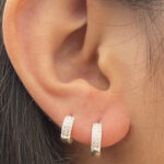 Brinco Duo de argolinha Cravejada Prata 925