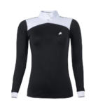 Camisa HDR Feminina Manga Longa Preta c/ Gola Branca