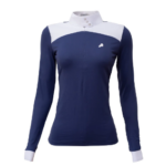 Camisa HDR Feminina Manga Longa Azul c/ Gola Branca