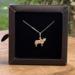 Colar Veneziana 45 cm Pingente Vaca Nelore Prata 925