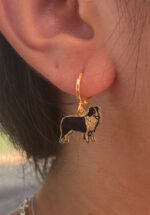 Brinco Boder Collie Resinado Folheado a Ouro 18k - Imagem 2