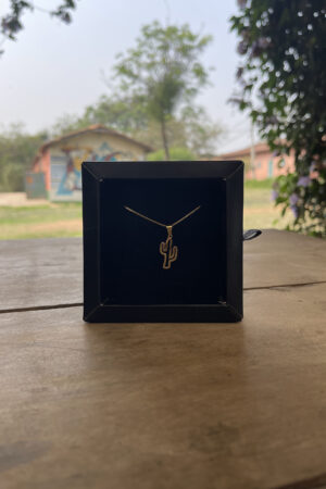 Colar Veneziana Pingente Cacto Tam. G Folheado a Ouro 18k