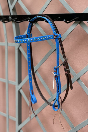 Cabeçada de Silicone com Strass Testeira e Afogador Azul