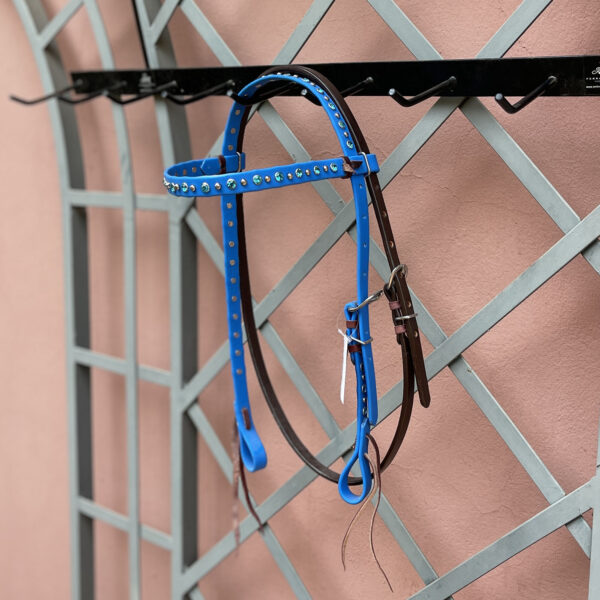 Cabeçada de Silicone com Strass Testeira e Afogador Azul - Imagem 1