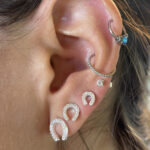 Brinco 3 Ferradura Cravejada Prata 925