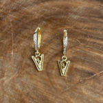 Brinco Argola Cravejada Z.Cristal Veterinária Folheado a Ouro 18k