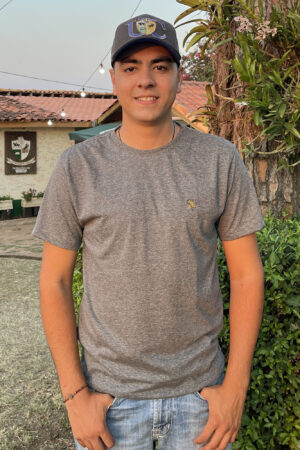 Camiseta Masculina ABET Cinza com Estampa nas Costas