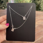 Escapulário 70cm Duplo Sagrado Coração de Jesus e Maria em Prata 925