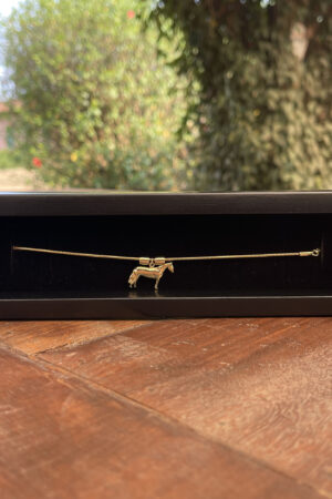 Colar Rabo de Rato 45cm com Pingente Cavalo Crioulo Folheado a Ouro 18K
