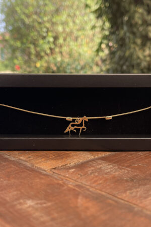 Pulseira Rabo de Rato 21cm Pingente Cavalo Vazado Folheado a Ouro 18k