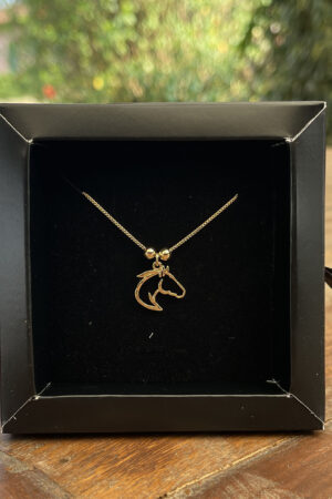 Colar Veneziana 45cm com Pingente Cavalo Vazado Folheado a Ouro 18K