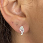 Brinco Fixo Cacto em Prata 925