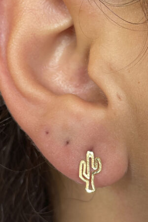 Brinco Fixo Cacto Folheado a Ouro 18k