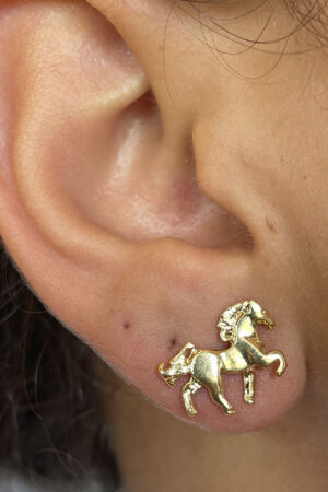 Brinco Fixo Cavalo Country Folheado a Ouro 18k