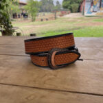 Cinto Country Couro Marrom com Detalhes em Preto Tamanho:85