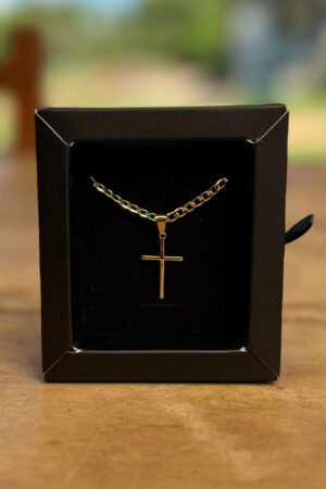 Colar Masculino Crucifixo Folheado a Ouro 18K