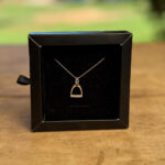 Colar Veneziana 45cm Pingente Estribo com Detalhe Resinado Prata 925