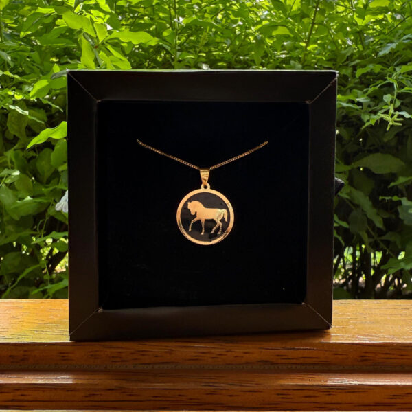 Colar Veneziana 45cm Pingente Chapinha Cavalo resinado Folheado a Ouro 18k - Imagem 1
