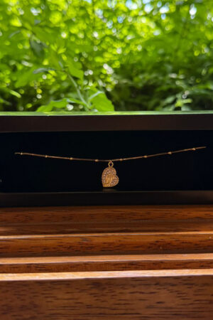 Pulseira Veneziana Bolinhas 21cm com Pingente NS Cravejada em Z. Cristal Folheado a Ouro 18k