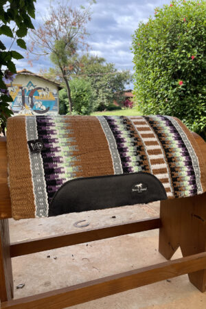 Manta Navajo Curvada Bege e Roxo