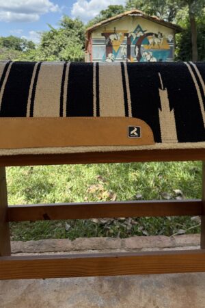 Manta Navajo Tambor Cor Palha com Preto Ranch Tex