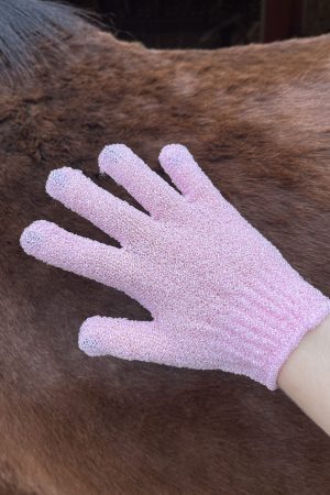Par de Luvas Esfoliante para Banho Rosa Claro