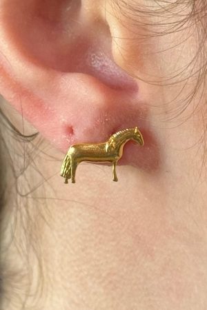 Brinco Fixo Cavalo Crioulo Folheado a Ouro 18k