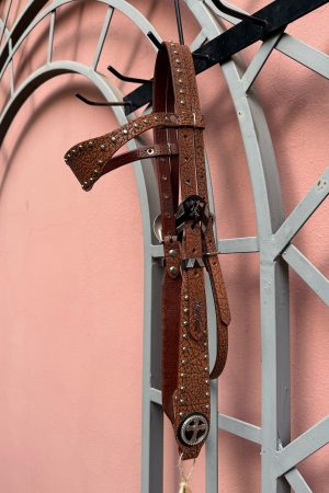 Cabeçada 01 Orelha Couro de Elefante fivela Tomahawk