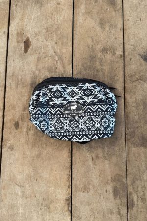 Pochete de Sela Boots Horse Estampada Preto e Branco