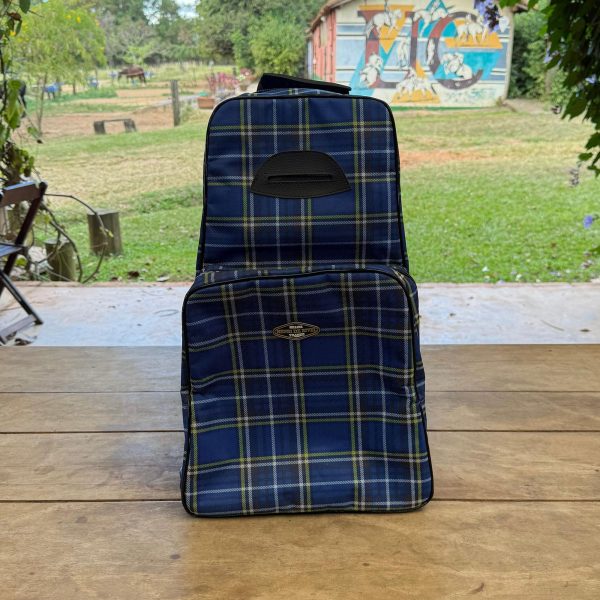 Bolsa Porta Bota e Capacete Xadrez Azul e Verde HDR - Imagem 1