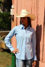 Camisa Feminina UC Manga Longa Azul Poá