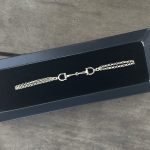 Pulseira Elo Português 21cm Pingente Bridão Dupla Folheado a Ouro 18K