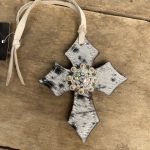 Acessório para o Retrovisor do Carro de Cruz de Couro com Pelo Cor:Mesclado