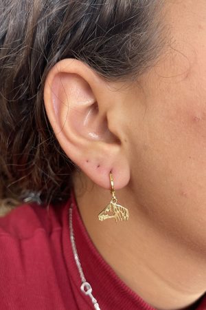 Brinco de Argolinha Cabeça de Cavalo Folheado a Ouro 18k