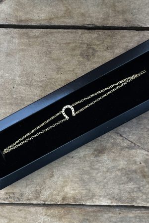 Pulseira Elo Português 21cm Pingente Ferradura em Prata 925