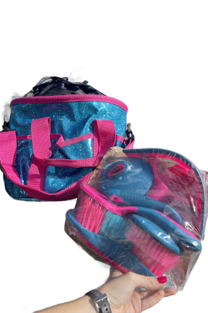 Bolsa Kit Higiênico com Kit Limpeza Weaver Estampado Rosa e Azul com Brilho