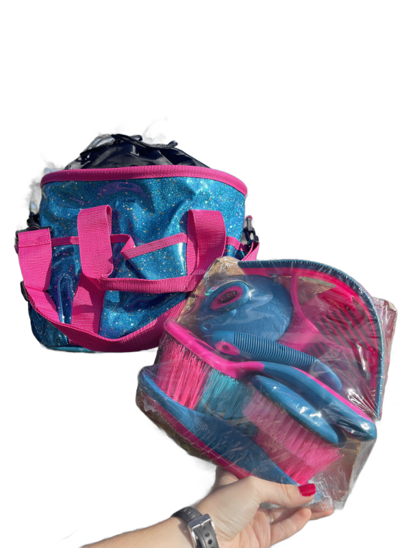 Bolsa Kit Higiênico com Kit Limpeza Weaver Estampado Rosa e Azul com Brilho - Imagem 1