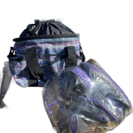 Bolsa Kit Higiênico com Kit Limpeza Weaver Estampada Roxa com Preto