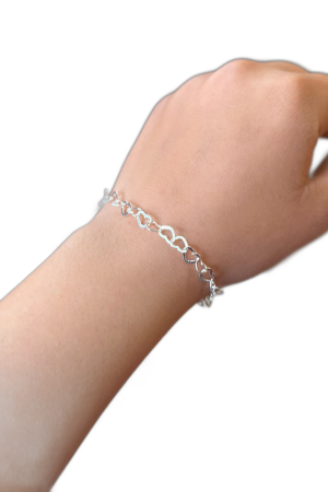 Pulseira de Coração 18cm em Prata 925