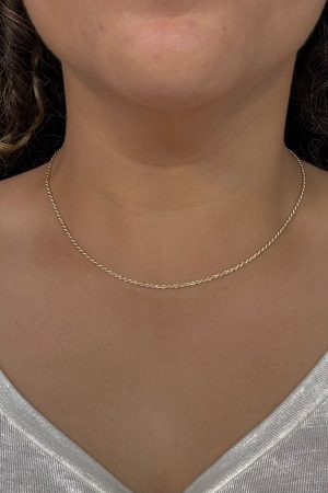 Corrente Cordão 45cm Baiano 2mm Folheado a Ouro 18k