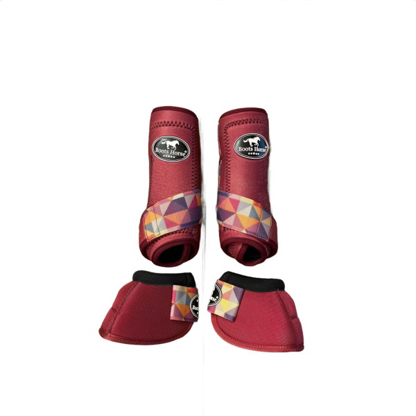 Kit Caneleira e Cloche Boots Horse M cor:Vinho com Estampa - Imagem 1