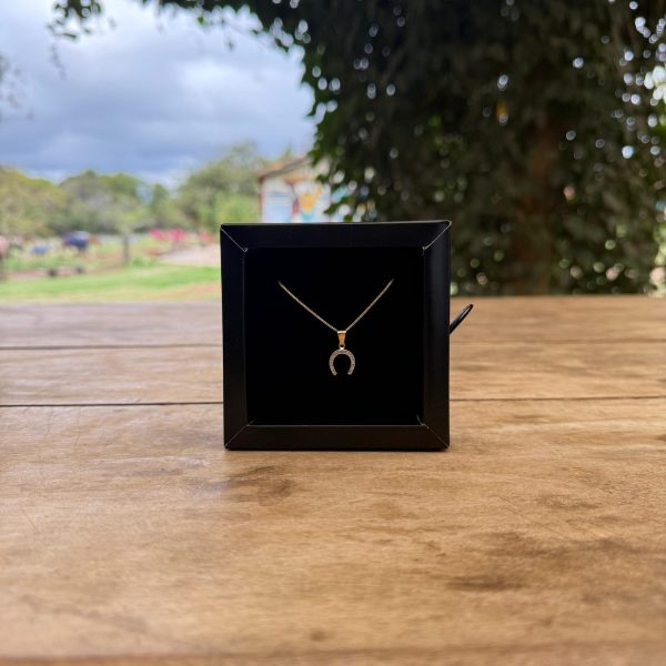 Colar Veneziana 45cm Pingente Ferradura Cravejada Folheado a Ouro 18k - Imagem 1