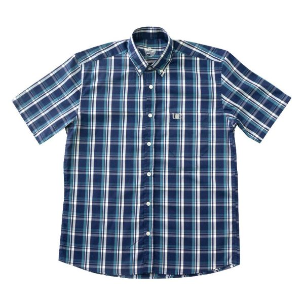 Camisa Masculina UC Manga Curta Xadrez Azul Marinho - Imagem 1