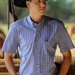 Camisa Masculina UC Manga Curta Quadriculada Azul