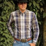 Camisa Masculina UC Manga Longa Xadrez Verde e Branco