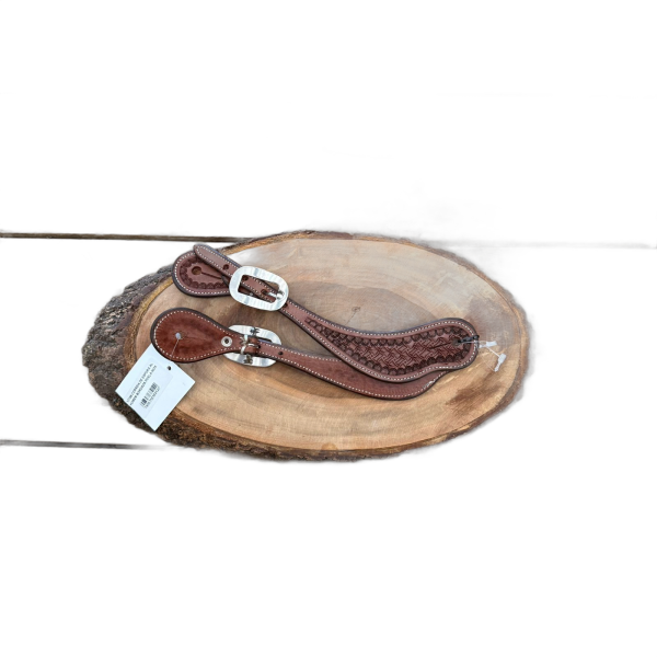 Correia de Espora de Couro AL Bordada com Fivela de Inox Boots Horse - Imagem 1